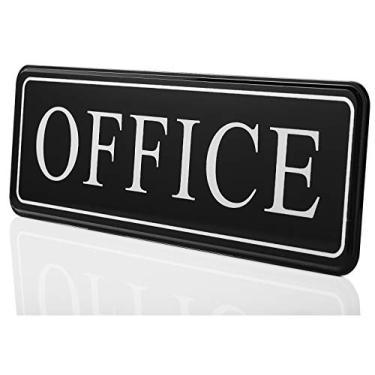 Imagem de Bebarley Placa de porta de escritório com novo design de letras maiores, premium durável e design acrílico brilhante placa de 23 x 7,6 cm com fita dupla face 3M para seu escritório ou empresa