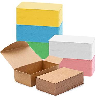 Imagem de 600 peças de cartões de visita em branco, cartões de papel kraft multicoloridos pequenos cartões em branco cartão de mensagem cartões de nota cartões de vocabulário cartões de presente DIY cartões de presente cartão flash etiquetas de papel kraft