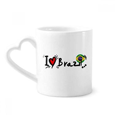 Imagem de I Love Brazil Word Flag Love Heart Illustration Mug Coffee Ceramic Drinkware Glass Heart Cup