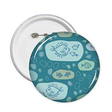 Imagem de Linha de bolhas azuis desenho abstrato peixe pinos crachá botão emblema acessório decoração 5 peças