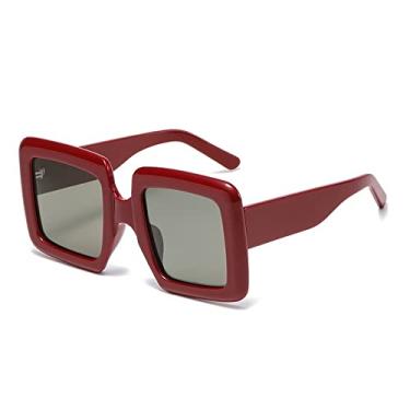 Imagem de Óculos de sol quadrados polarizados para mulheres moda verde leopardo gradiente óculos de sol femininos elegantes, vermelho verde, tamanho único