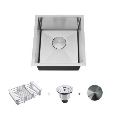Imagem de Kit Cuba Gourmet com Acessórios Solo 35x40 e Válvula e Tampa Decorativa e Escorredor Arell - Inox Escovado