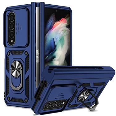 Imagem de Capa de armadura à prova de choque para Samsung Galaxy Z Fold 4 suporte de carro magnético suporte deslizante protetor de câmera capa de telefone, azul, para Galaxy Z Fold 4