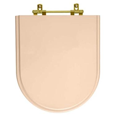 Imagem de Assento Sanitário Carrara Rosa Floral para vaso Deca Com Ferragem Dourada