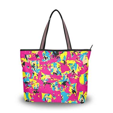 Imagem de ColourLife Bolsa tote com alça superior colorida de fundo abstrato, bolsa de ombro para mulheres e meninas, Multicolorido., Medium