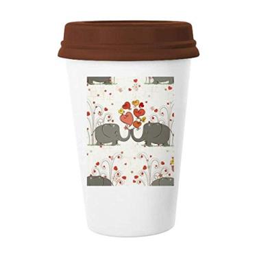 Imagem de Caneca de cerâmica cinza beijando elefantes Dia dos Namorados Caneca de café Copo de cerâmica