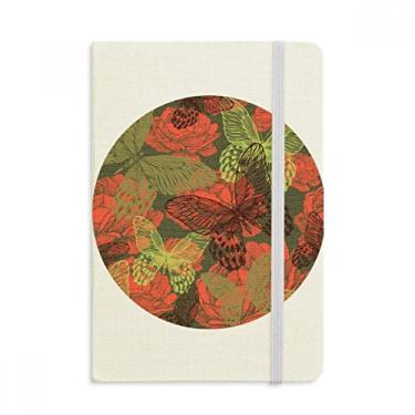 Imagem de Caderno vintage borboleta em rosas com capa dura em tecido oficial diário clássico