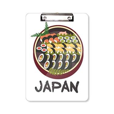 Imagem de Prancheta tradicional japonesa saborosa de sushi, pasta, bloco de escrita A4