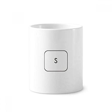 Imagem de Suporte para caneta de escova de dentes com símbolo de teclado S, caneca de cerâmica com suporte para lápis