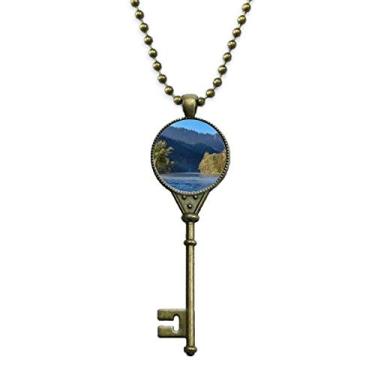 Imagem de DIYthinker Colar com pingente de água refletor florestal River Mountain Hill, corrente enfeitada