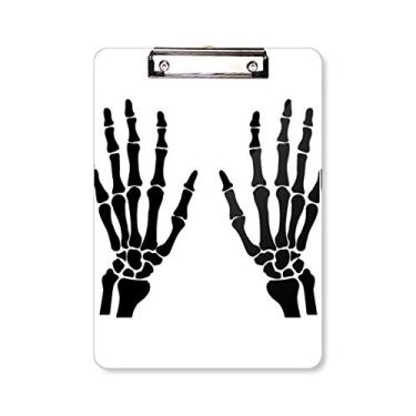 Imagem de Esqueleto osso mão humana padrão preto prancheta pasta escrita placa de apoio A4