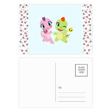 Imagem de Dinosaur Kingdom Love You Christmas Flower Celebration Cartão postal Blessing Mailing Card