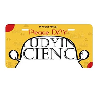 Imagem de DIYthinker Placa de licença para estudar ciência de frases curtas etiqueta decoração de carro dia da paz