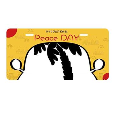 Imagem de DIYthinker Placa de carro com desenho preto de planta de coqueiro, decoração de carro, dia da paz