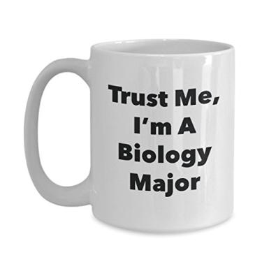 Imagem de Caneca Trust Me, I'm A Biology Major - Caneca de café divertida - Lindas ideias de presentes de formatura para amigos e colegas de classe (425 g)