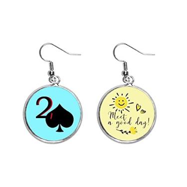 Imagem de Paz Lua Paz 2 Brincos de Poker com Flor de Sol Joalheria Moda