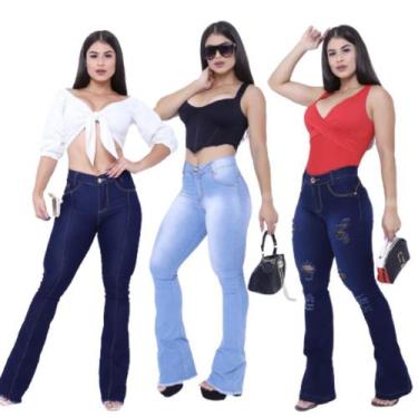 Imagem de Kit Com 03 Calças Jeans Feminina Skynni Cós Alto - Mania Do Jeans
