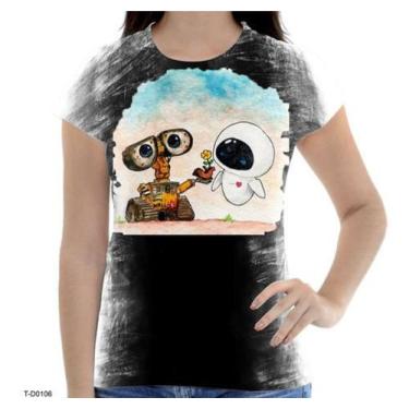 Imagem de Camiseta Baby Look Wall.E Walle Eva Pixar Cinema Desenhos P - Estilo V