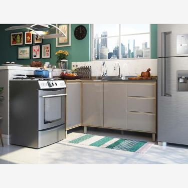 Imagem de Cozinha de Canto Pequena 2 Peças com Aéreo Balcão Canto e Balcão para Pia Luciane Móveis