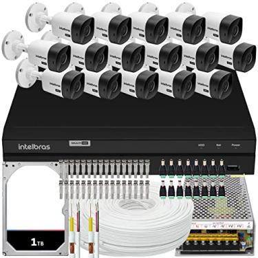 Imagem de Kit Intelbras 16 Câmeras Vhc 1120 Dvr 16 Canais 1t 200m Cabo