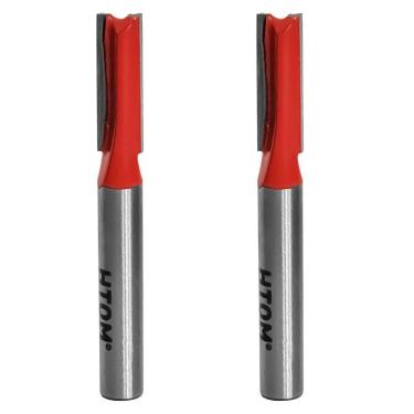 Imagem de Kit 2 Fresa Reta 1/4 Haste 1/4 Corte Duplo Metal Duro Tupia