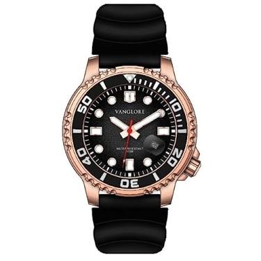 Imagem de Relógio Masculino De Pulso À Prova D'água Rose Gold Pulseira Preta Vanglore 2515a Pulseira Extra Marrom