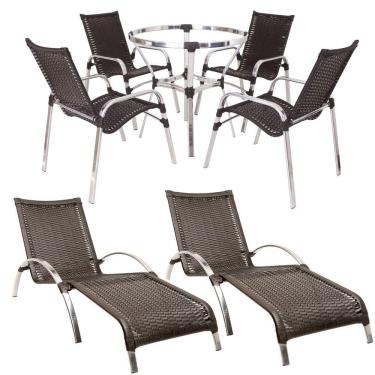 Imagem de Kit De Jogo de 4 Cadeiras e 2 Espreguiçadeiras Sem Mesa Trama 