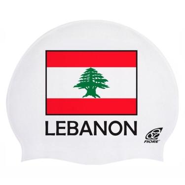 Imagem de Touca de Silicone para Natação Bandeira do Líbano-Unissex