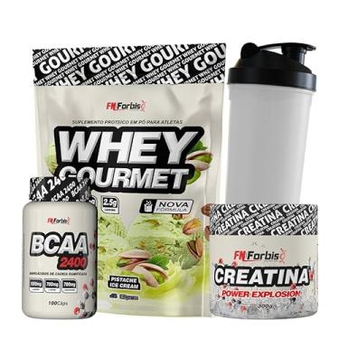 Imagem de Whey Protein Gourmet Refil + Creatina 300g + BCAA 100 cáps + Coqueteleira - FN Forbis Nutrition (Pistache Ice Cream)