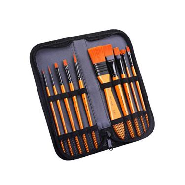 Imagem de newrong 10 peças com tinta para bolsa de transporte para iniciantes, conjunto de pincéis multiuso perfeito acrílico laranja/guache