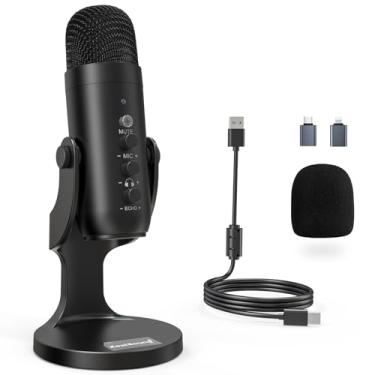 Imagem de ZealSound USB Microfone, Condensador Computador PC Mic, Plug & Play Gaming Microfones para PS 4 & 5.Headphone Output & Volume Control, Mic Gain Control, Botão Mute para Vocal, YouTube Podcast (Preto)
