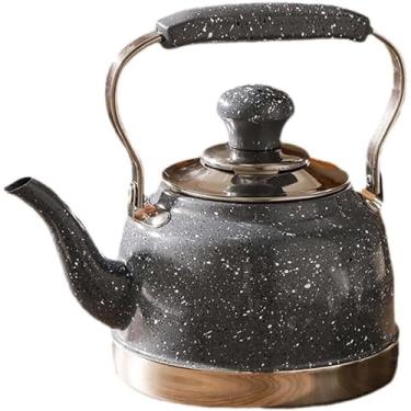 Imagem de Chaleira de assobio Chaleira de chá chaleira de assobio Chaleira de chá com ralo de chá, chaleira universal de aço inoxidável, bule de chá para fogão de indução, chaleira de assobio, 1,5 L, cinza