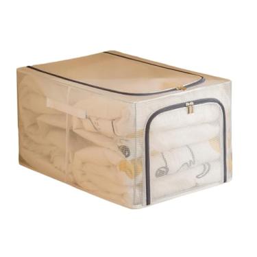 Imagem de Guarda-roupa de grande capacidade com bolsos costurados, guarda-roupa organizado em PVC, caixa de armazenamento de roupas dobrável em camadas - cinza 49# (47 * 35 * 30 cm)