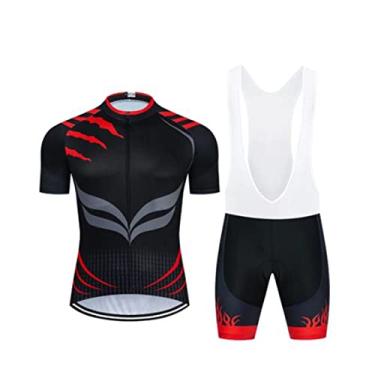 Imagem de ARBOVE Conjunto masculino de camisa de ciclismo manga curta com zíper camisa de bicicleta com shorts acolchoados 9D de verão roupas de uniforme de corrida de equipe de mountain bike (cor: TYP-3,