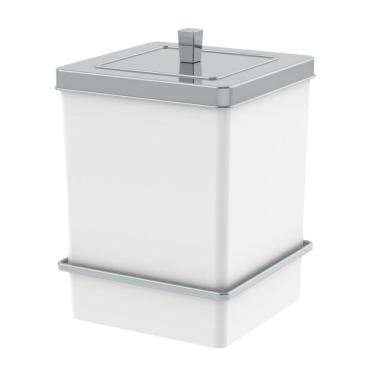 Imagem de Lixeira 6,5L Tampa Quadrada Com Suporte Ventosa Cesto De Lixo Branco Cromado - 8065BCC Future