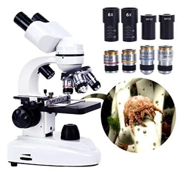 Imagem de Microscópios Binoculares Compostos de Laboratório Ultra HD 12.000X-30.000X com Pacotes Experimentais+30 Amostras+4X,10X,60X,100X Objetiva+2 Oculares WF50X+saco de armazenamento,30000X