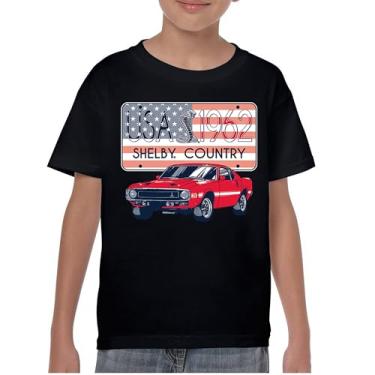 Imagem de Camiseta Shelby Country Youth 1962 GT500 American Racing USA Made Mustang Cobra GT Performance Powered by Ford Kids, Preto, M