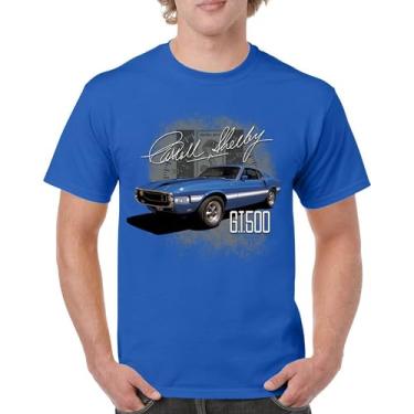 Imagem de Camiseta masculina Cobra Shelby azul vintage GT500 American Racing Mustang Muscle Car Performance Powered by Ford, Azul, 5G