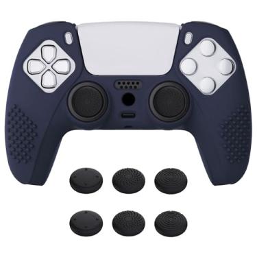 Imagem de eXtremeRate PlayVital Capa de silicone para ps5 controlador Protector Capa ergonômica com 6 tampas Joysitcks para ps5 Capa de borracha para ps5 controlador(3D Studded-Azul escuro)