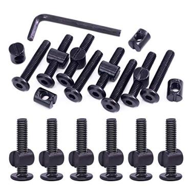 Imagem de Swpeet 51 peças pretas M6 × 35 mm parafusos para berço, cabeça sextavada para berço e porcas com 1 chave Allen perfeita para móveis, berços, parafusos (M6 x 35 mm)