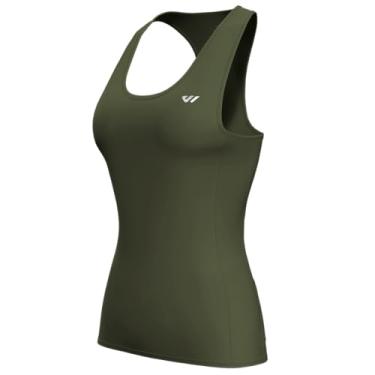 Imagem de Wulibike Camiseta feminina de ciclismo sem mangas, camiseta de corrida, regata de ciclismo de verão com 4 bolsos, Verde oliva, G