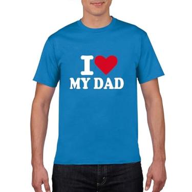 Imagem de Camiseta I Love My Dad - Camiseta de manga curta para mostrar seu amor e apreço por seu pai, Safira azul, XXG