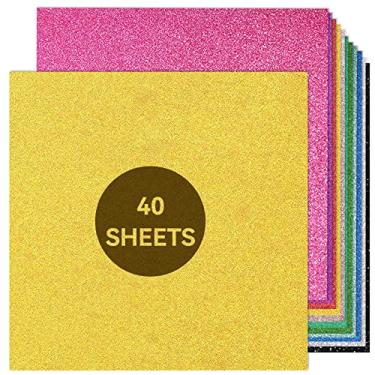 Imagem de Cartolina com glitter 30,5 cm x 30,5 cm, papel cartão colorido para Cricut, cartolina grossa para fazer cartões, álbuns, artesanato, decorações de Natal, suprimentos para festas de fim de ano (280
