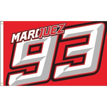 Imagem de Eksent Bandeira moto gp 93 9,5 x 1,5 m Bandeira Marc Marquez (impressão duplex, poliéster 150D brilhante e vibrante, design de ilhós de latão é durável)