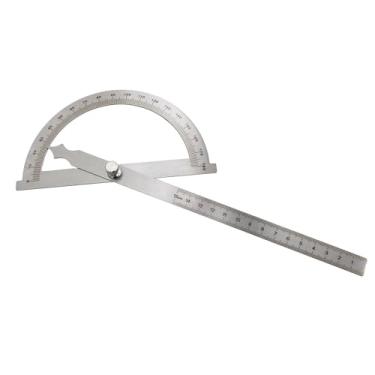 Imagem de Haidong Instrumento de medição de ângulo transferidor de aço inoxidável 0-180 graus régua de medição de braço rotativo transferidor de grau de marcenaria (15 cm) 1 peça