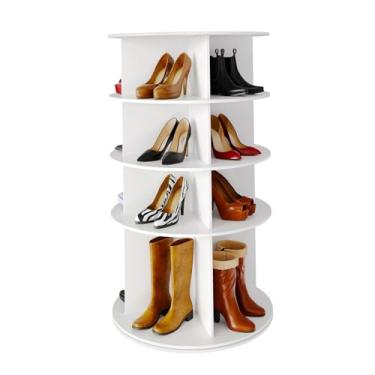 Imagem de SpaceAid Sapateira giratória de 4 níveis, design de torre de sapatos de fundo alto, armazenamento giratório Lazy Susan, rack giratório 360, organizador giratório para exibição de bolsa de armário