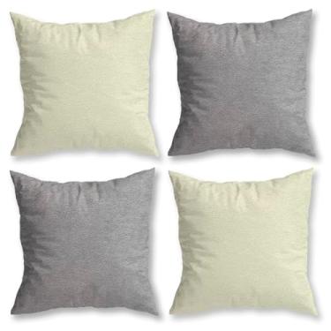Imagem de Kit 4 Capas de Almofada Boucle Zíper Invisível - 45x45cm (Marfim+Cinza)