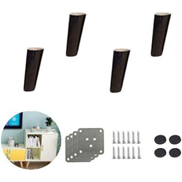 Imagem de Conjunto de 4 pernas de móveis de madeira maciça, pernas cônicas de substituição de sofá, pés de armário de madeira de borracha, para sofá-cama, poltrona otomana, cômoda de mesa reclinável,