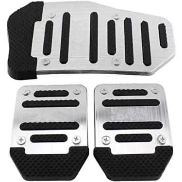 Imagem de BWGHBH Conjunto universal de pedal de carro manual de 3 peças acessórios de capa de pedal de alumínio antiderrapante para pedal de substituição de extensores de acelerador de freio de embreagem