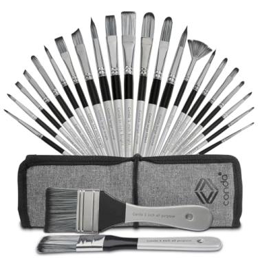 Imagem de Conjunto de 24 peças, pincéis de madeira de diferentes formas conda com estojo de pincel, pincéis de artistas profissionais para óleo, pintura em aquarela em tela acrílica